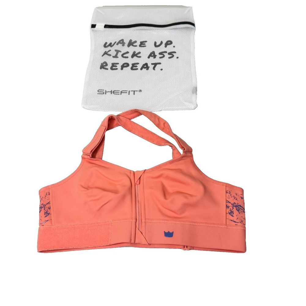 SHEFIT Coral Pink Front-Zip High Support Sports Bra